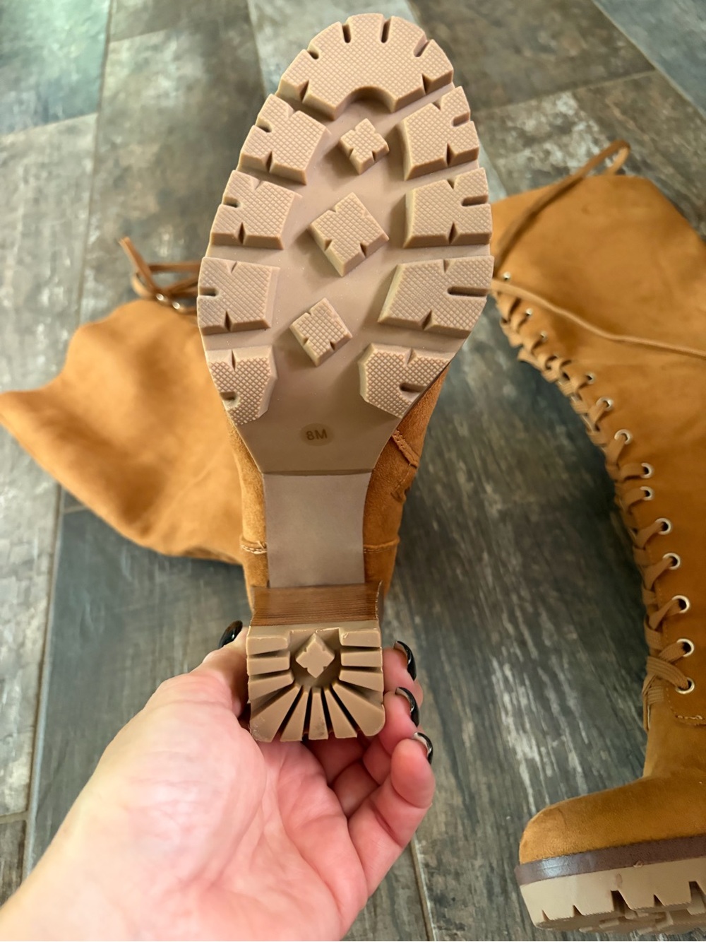 Tall Lace-Up faux Suede Heeled Boots in Cognac by JLo Jennifer Lopez - Picture 5 of 9